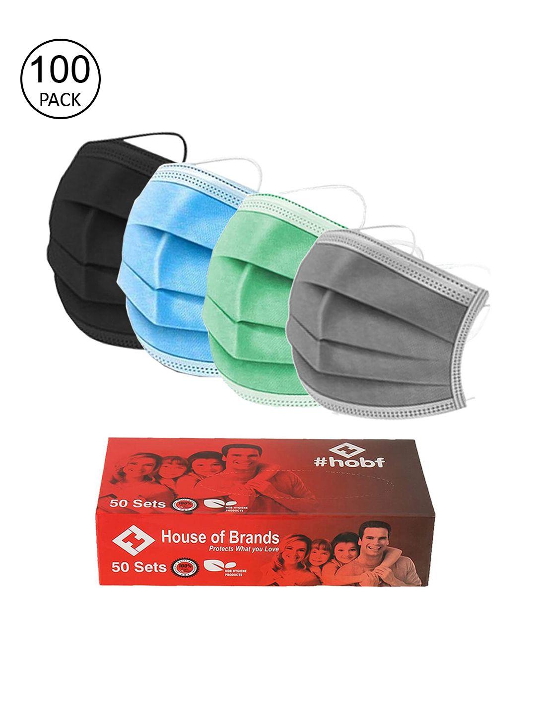 swiss design pack of 100 3-ply anti-pollution disposable masks