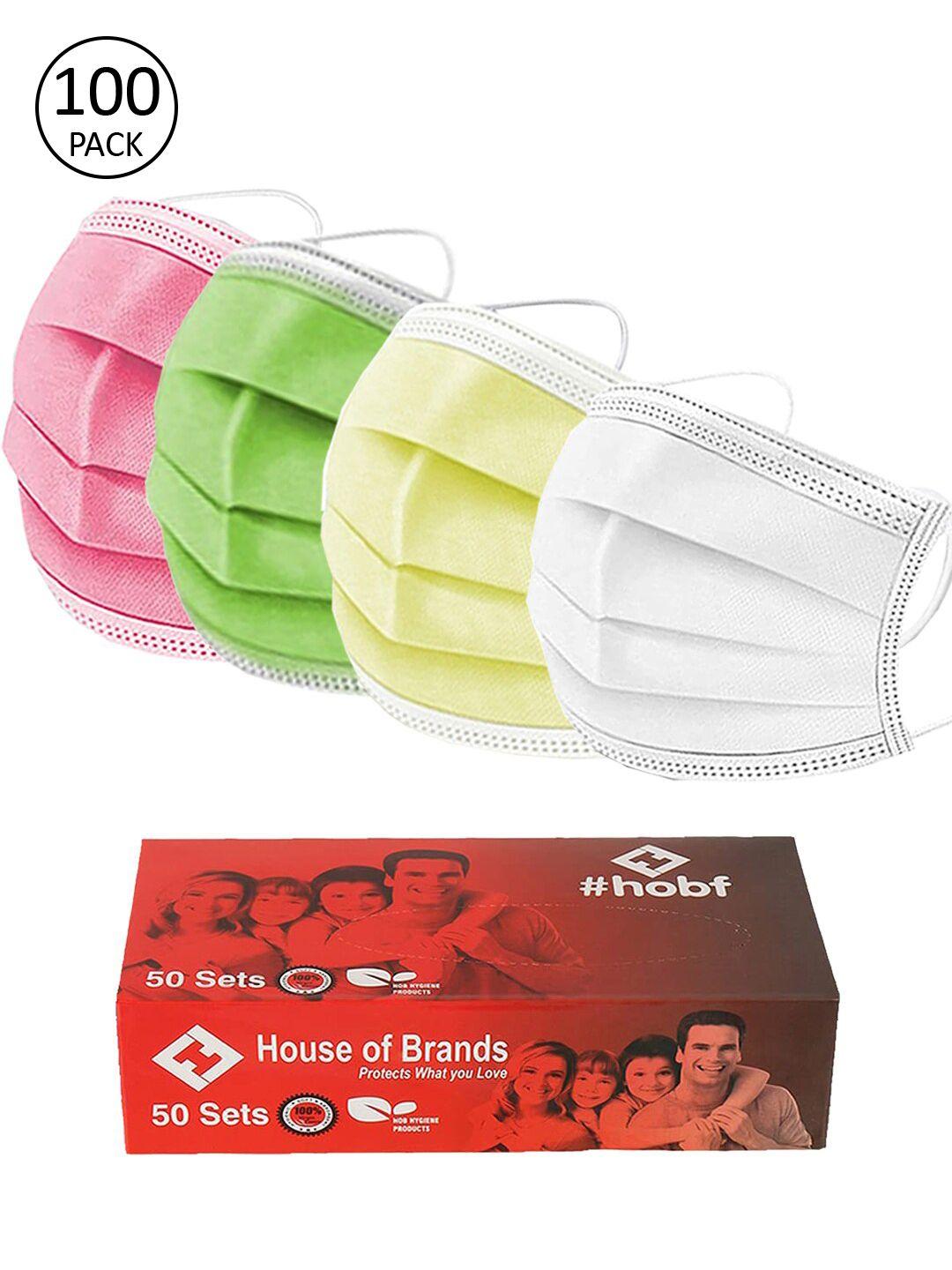 swiss design pack of 100 mix colour 3ply mask with nose-pin