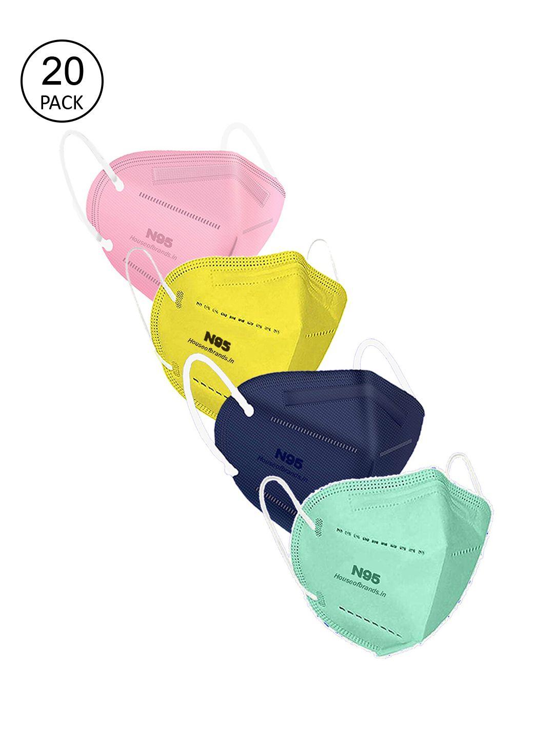 swiss design pack of 20 assorted solid anti-pollution n95 masks