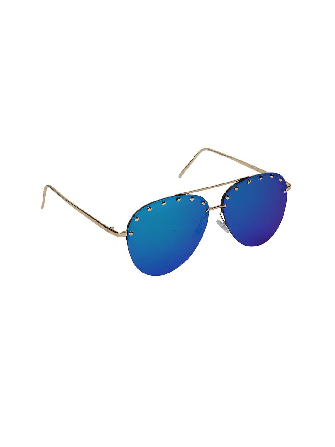 swiss design unisex green lens & gold-toned aviator sunglasses with uv protected lens