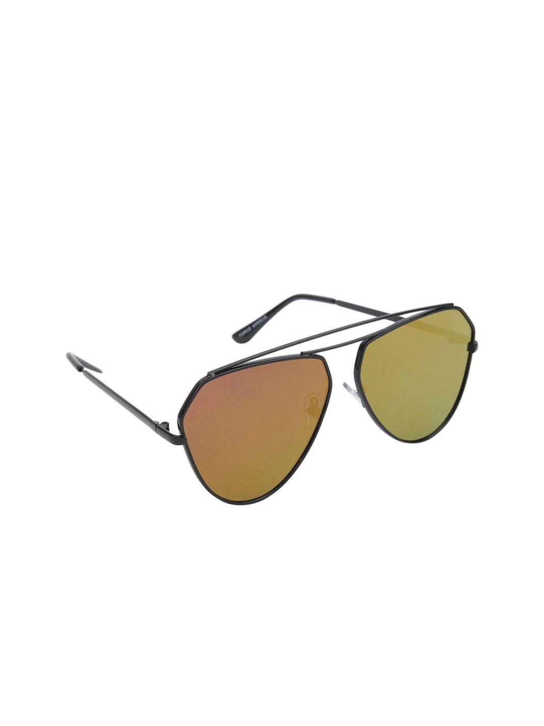 swiss design unisex mirrored lens & black aviator sunglasses with uv protected lens