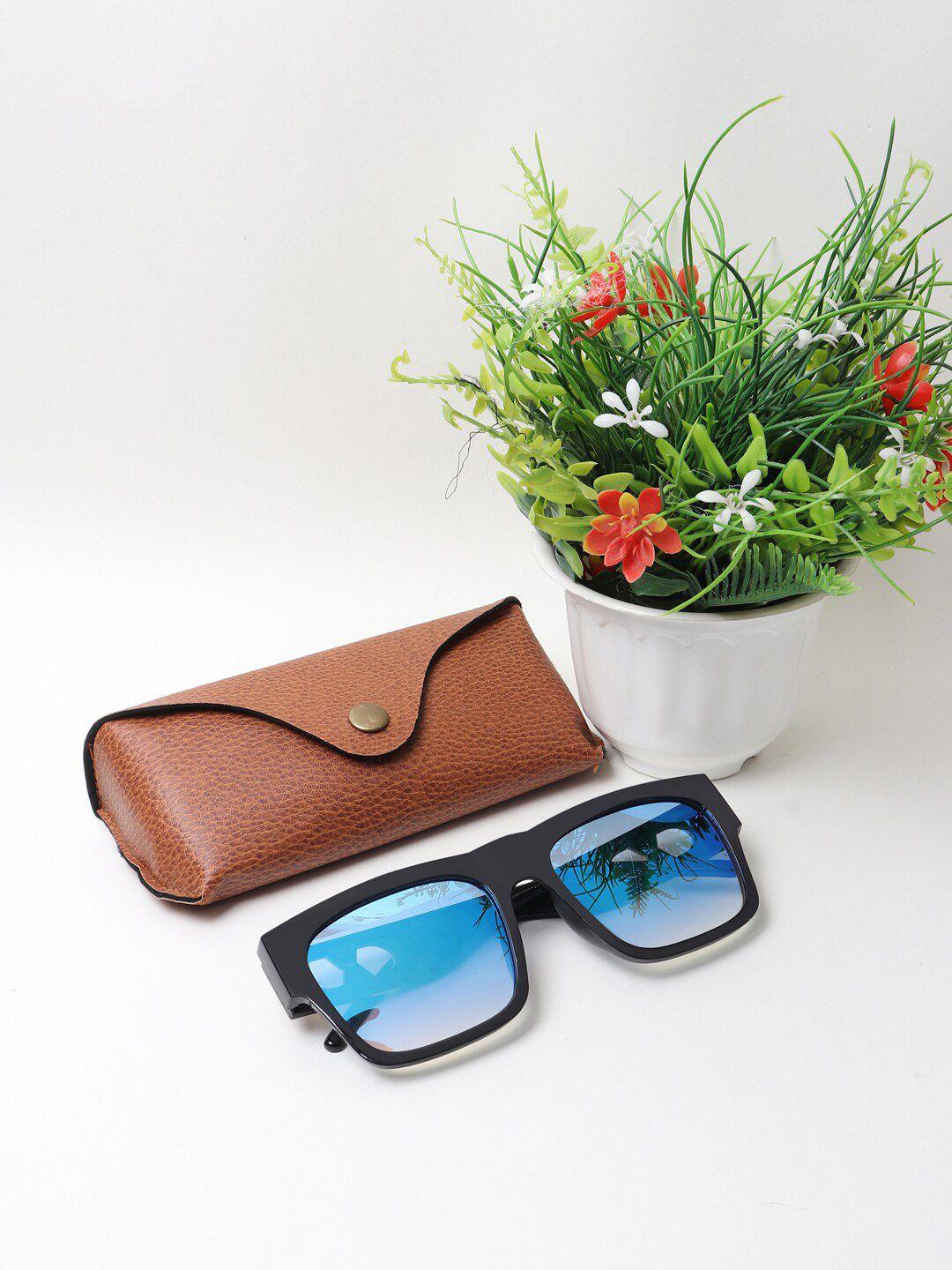 swiss design unisex mirrored lens & black wayfarer sunglasses with uv protected lens