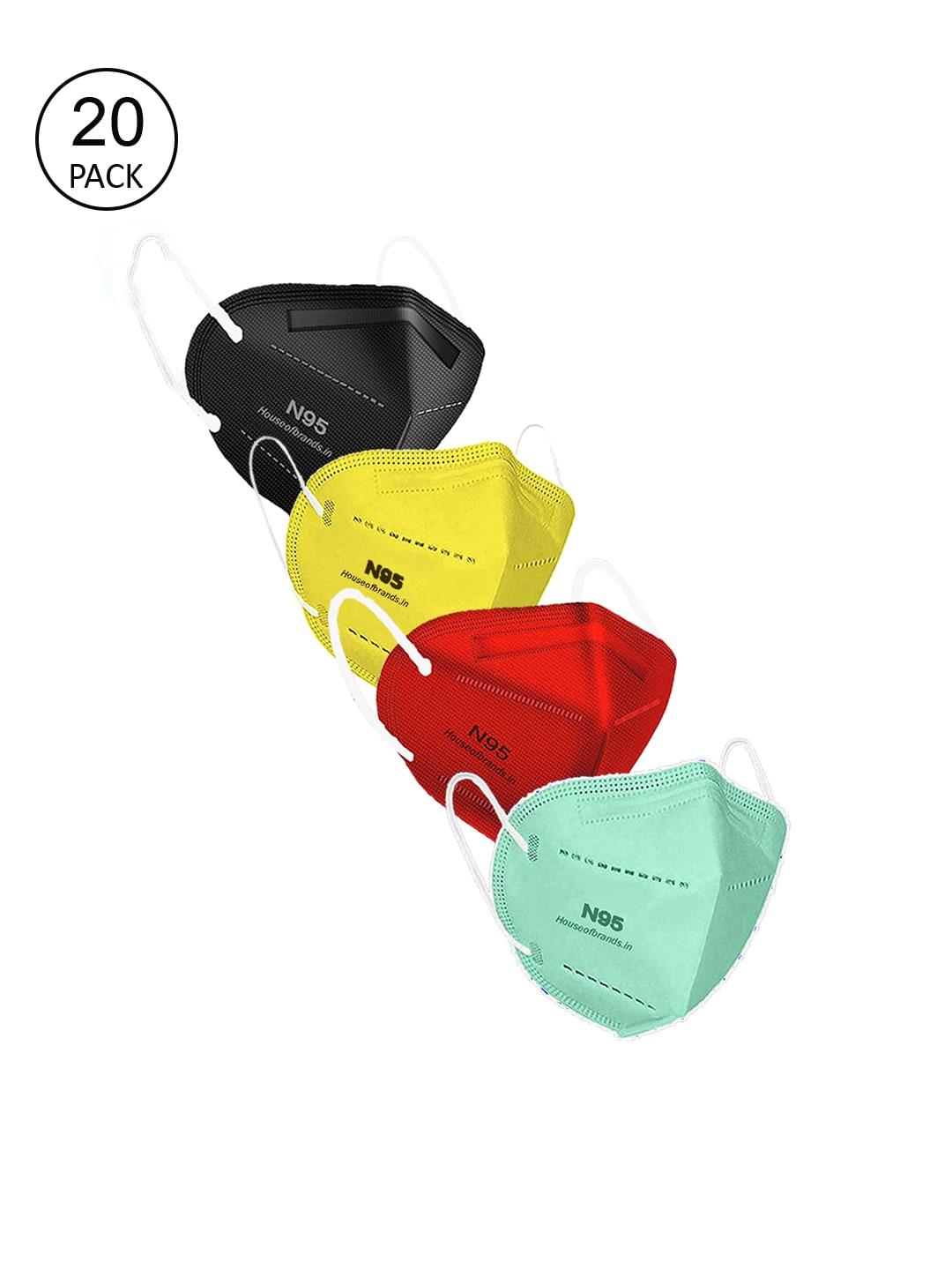 swiss design unisex pack of 20 assorted 5-ply anti-pollution n95 masks