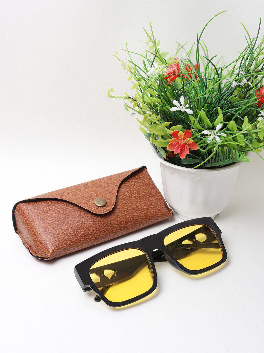 swiss design yellow lens & black wayfarer sunglasses with uv protected lens sdsg-20219-09