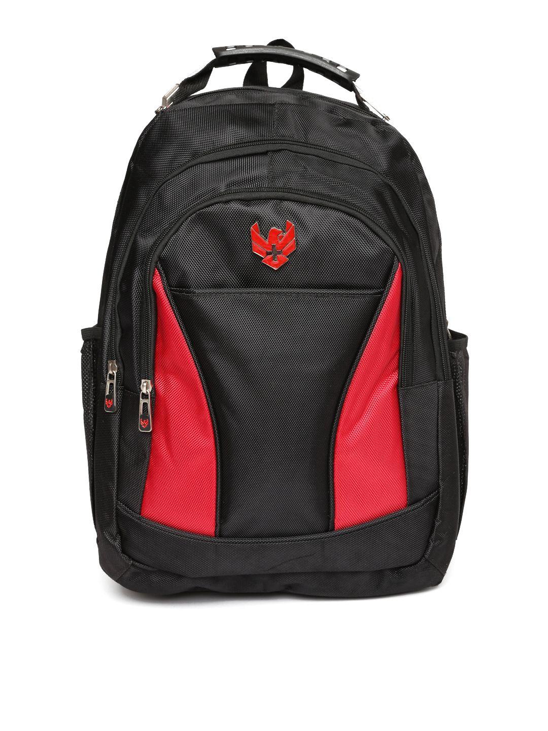 swiss eagle unisex black & red colourblocked backpack