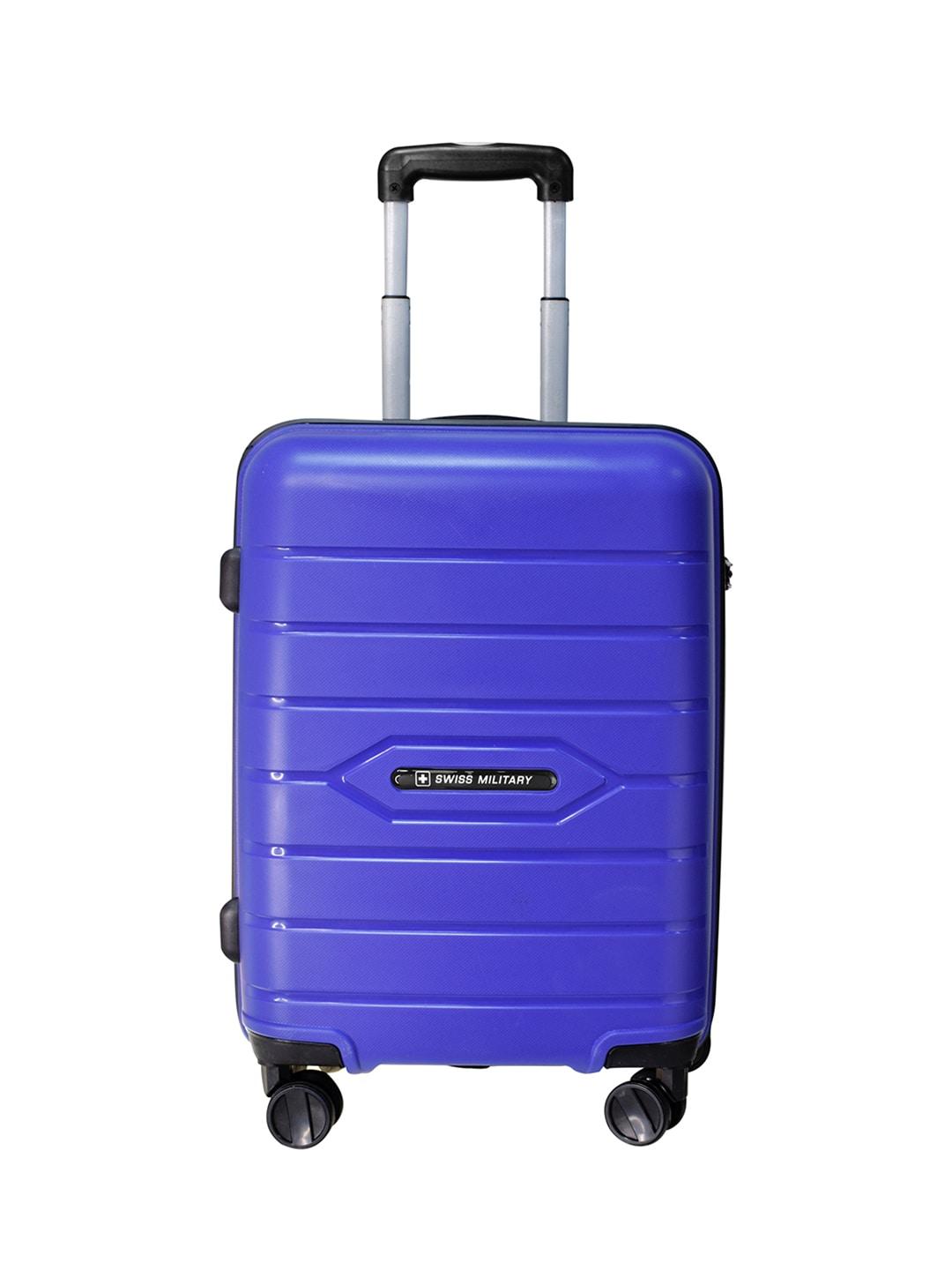 swiss military blue solid hard-sided trolley bag