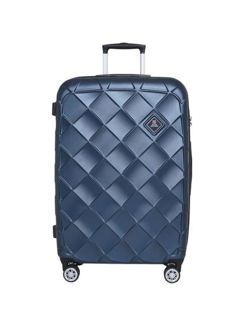 swiss military jupitor navy blue textured hard large trolley bag - 75 cms