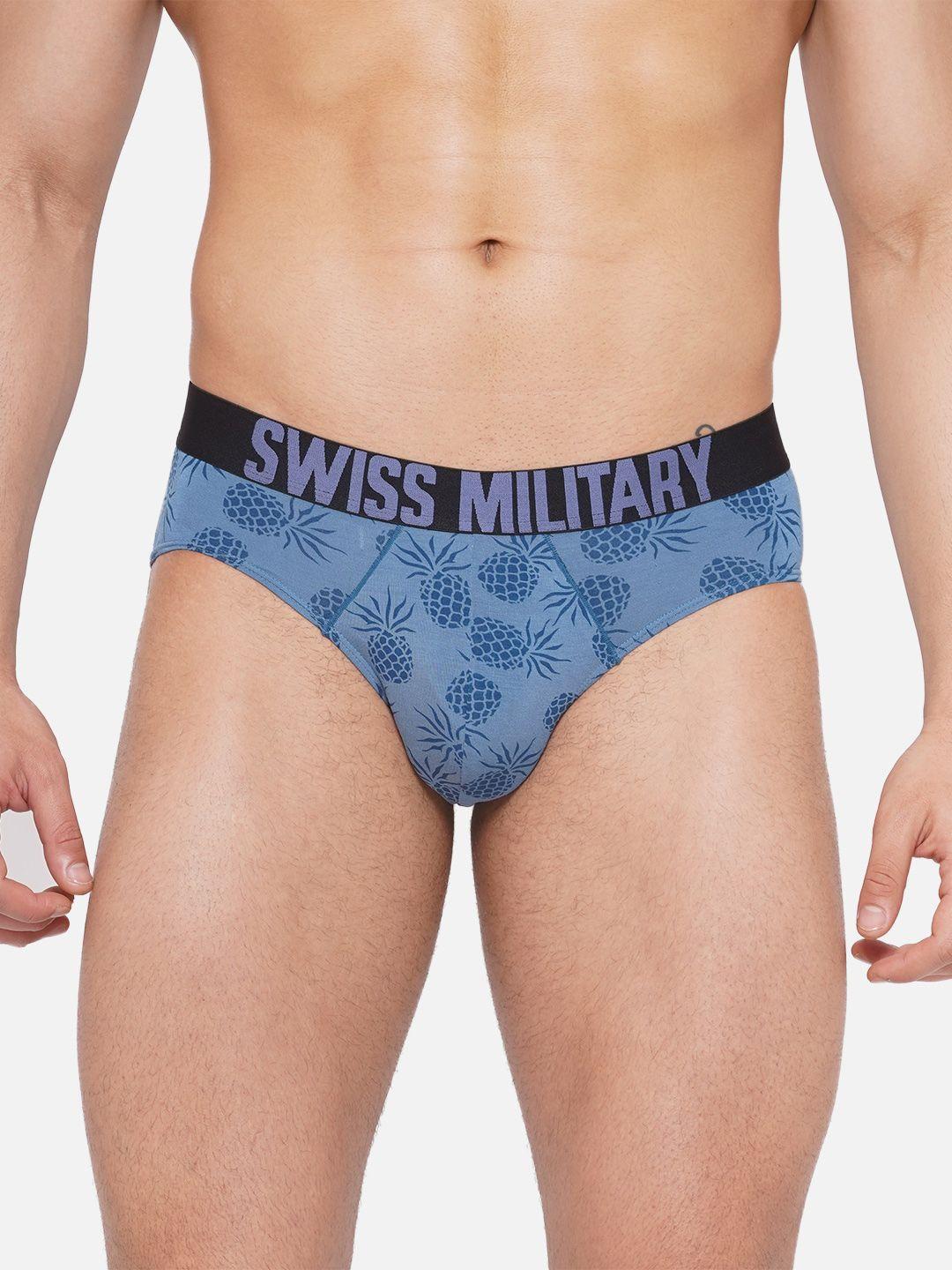 swiss military men printed stretchable mid-rise basic briefs