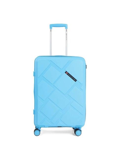 swiss military star blue textured hard large trolley bag - 55 cm