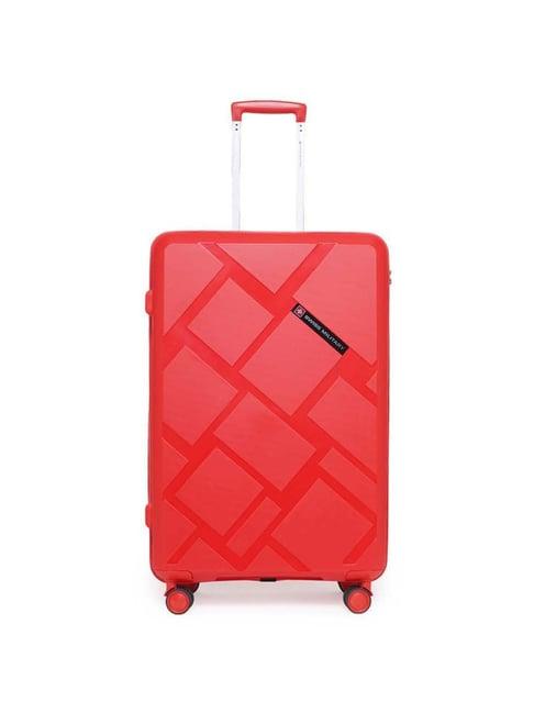 swiss military star red textured hard large trolley bag - 55 cm