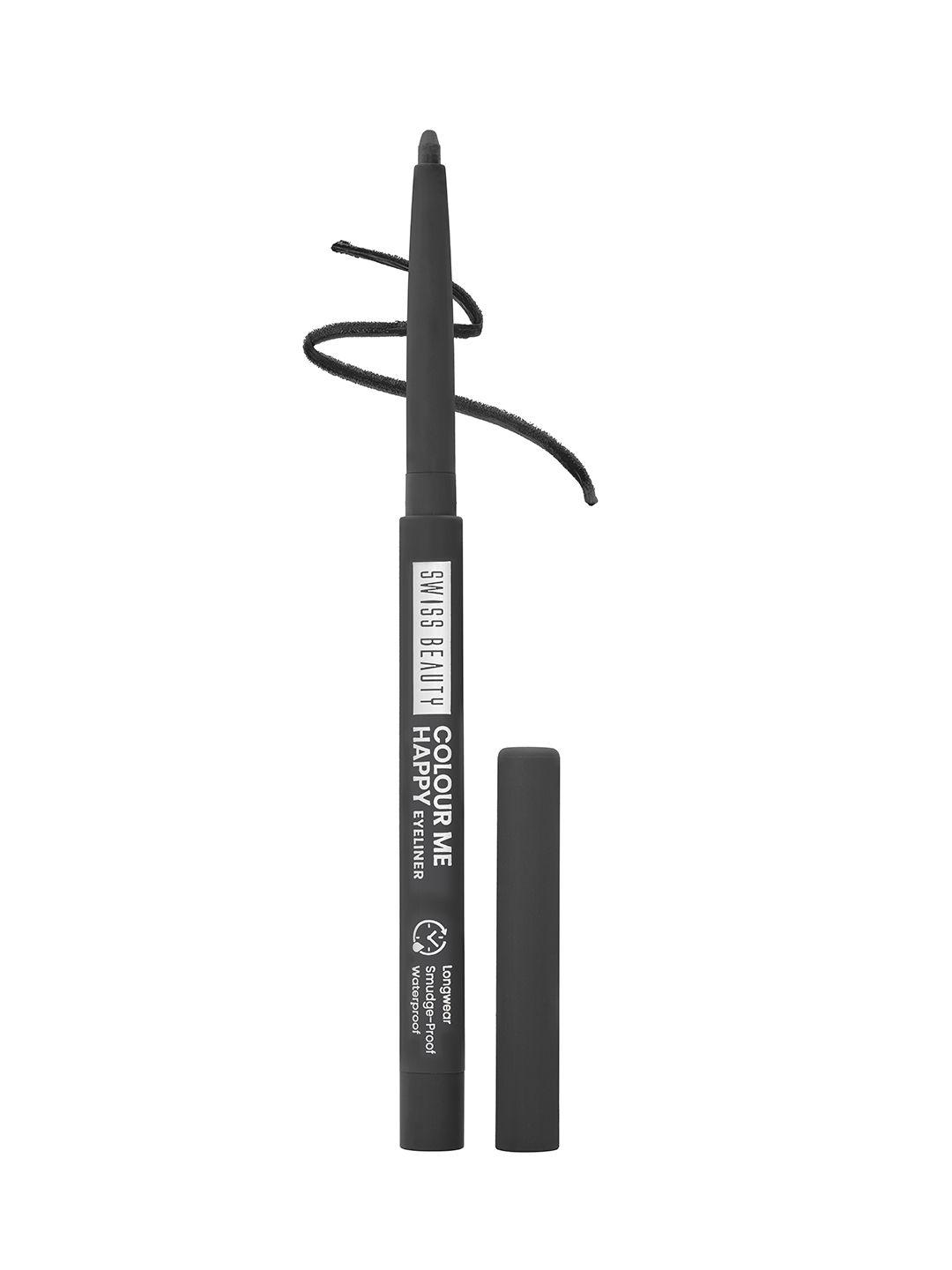 swiss beauty colour me happy waterproof  eyeliner - black midnight