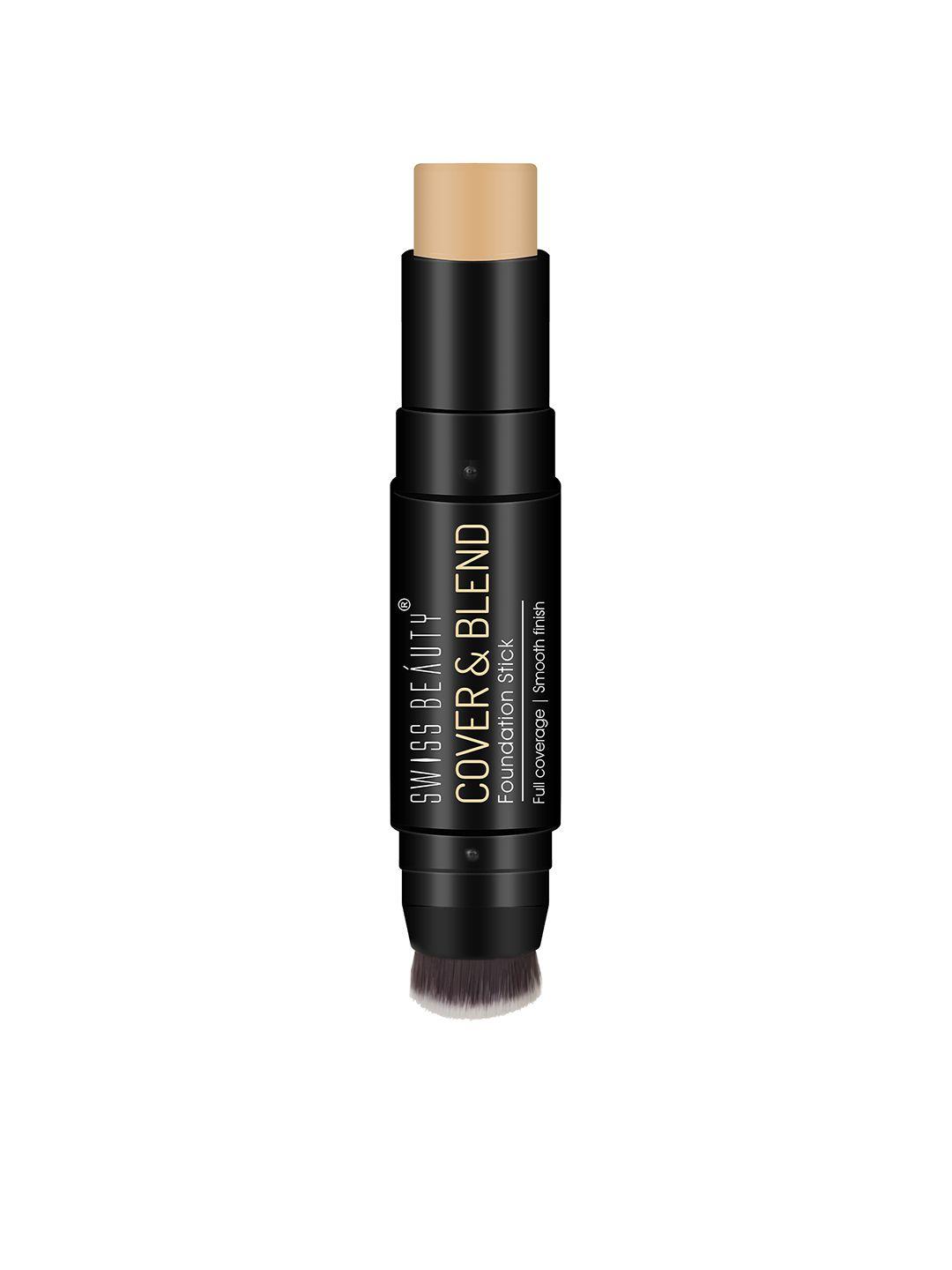 swiss beauty cover & blend full coverage smooth finish foundation stick - almond beige