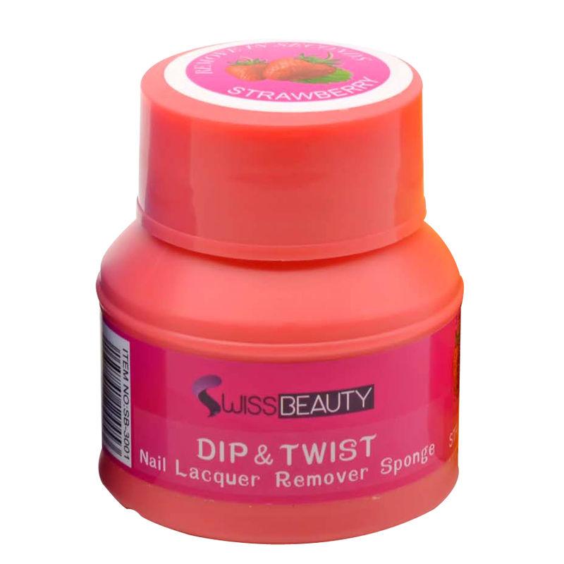 swiss beauty dip & twist nail lacquer express remover sponge - strawberry