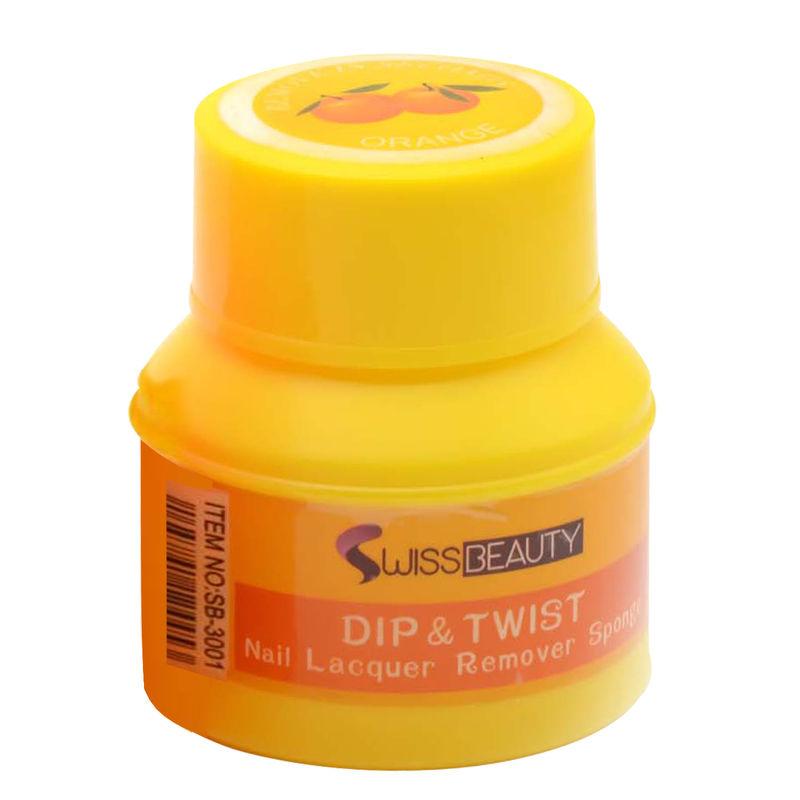 swiss beauty dip & twist nail lacquer remover sponge - orange