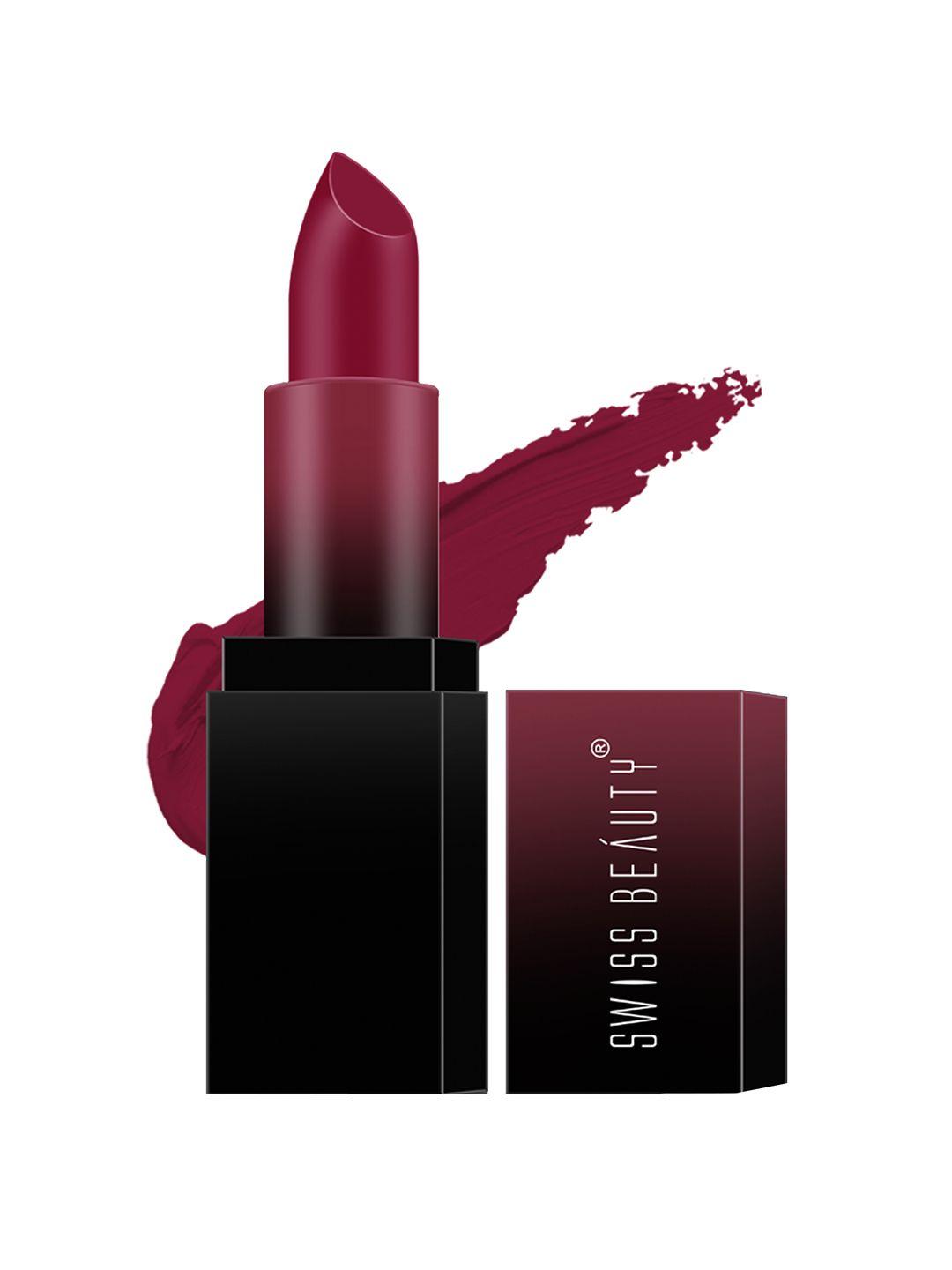 swiss beauty hd matte lipstick 3.5 gm - bold wine 21