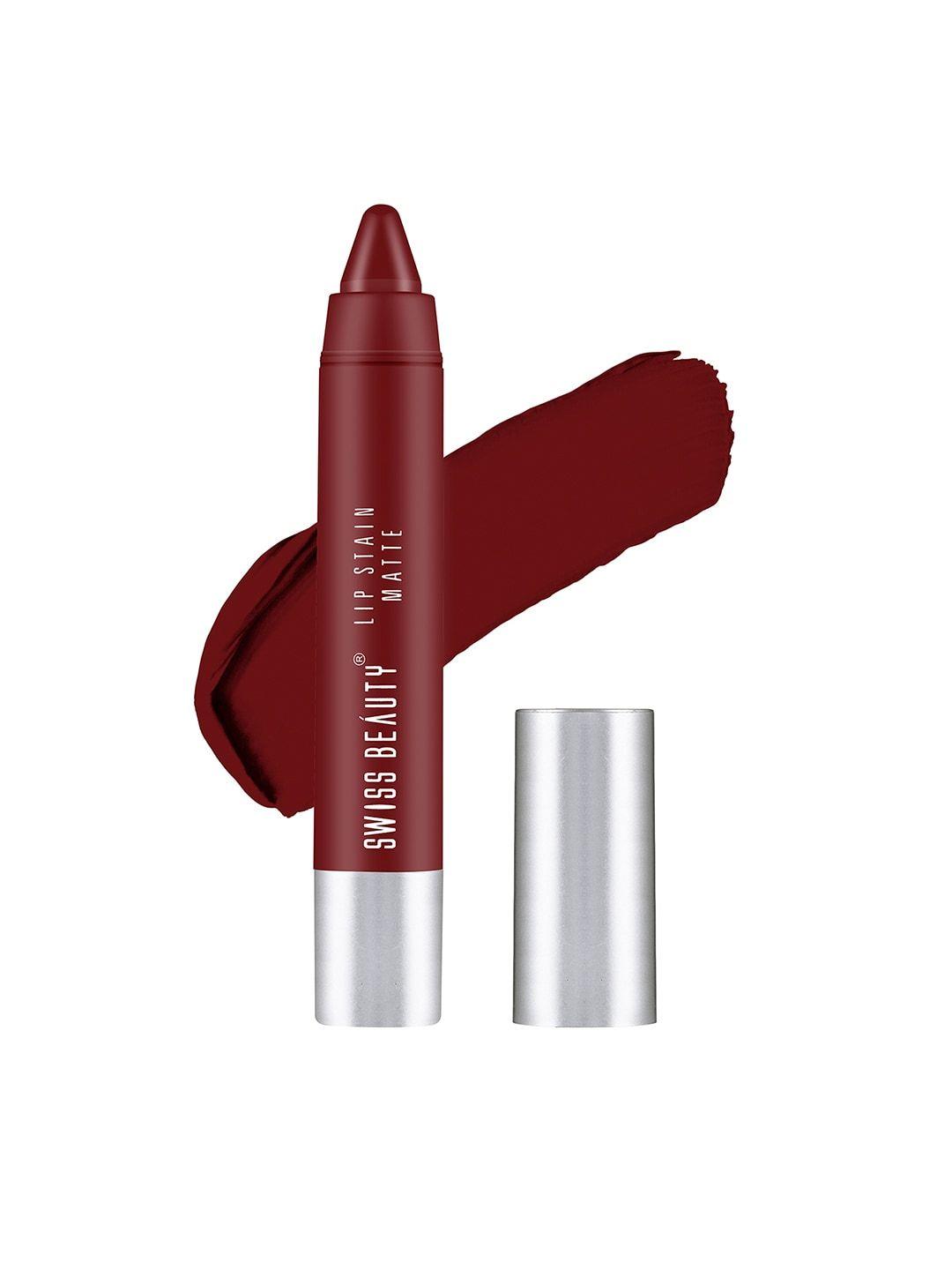 swiss beauty lip satin matte lipstick - red wine