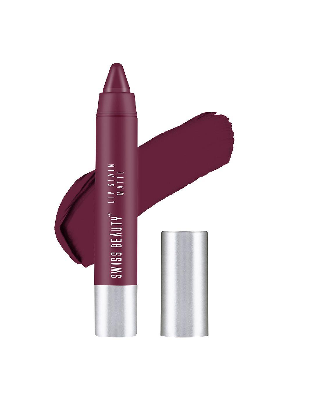 swiss beauty lip stain matte lipstick - burgundy