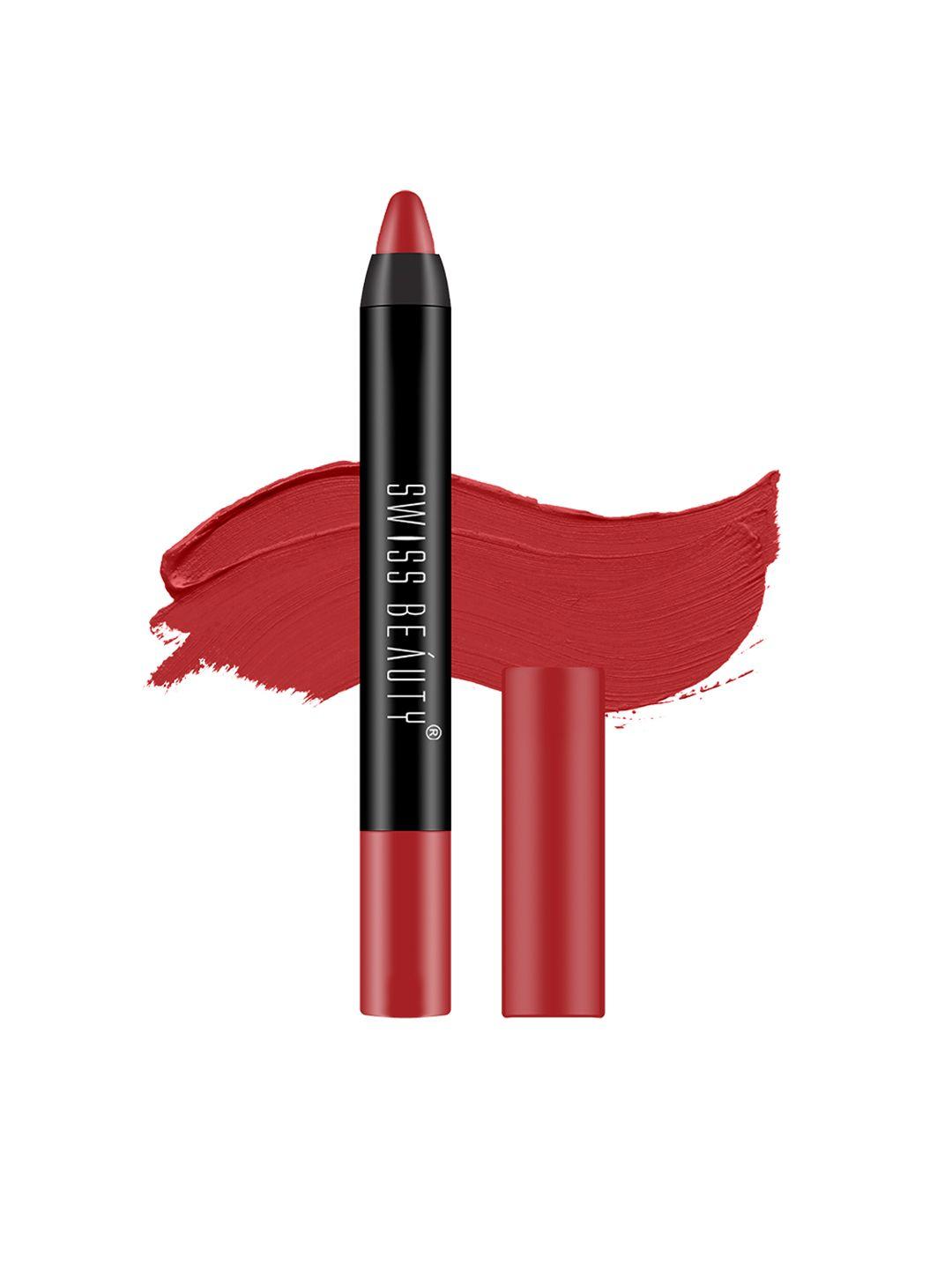 swiss beauty non transfer matte crayon lipstick - smoke red