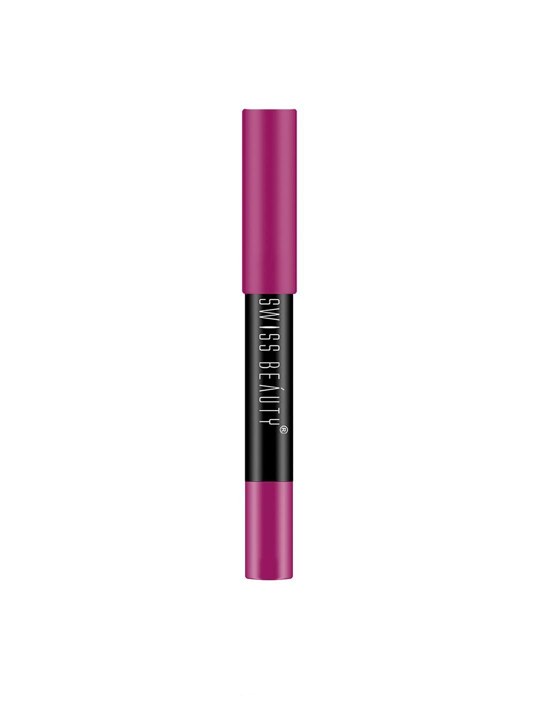 swiss beauty non transfer matte crayon lipstick 3.5 g - plum pick