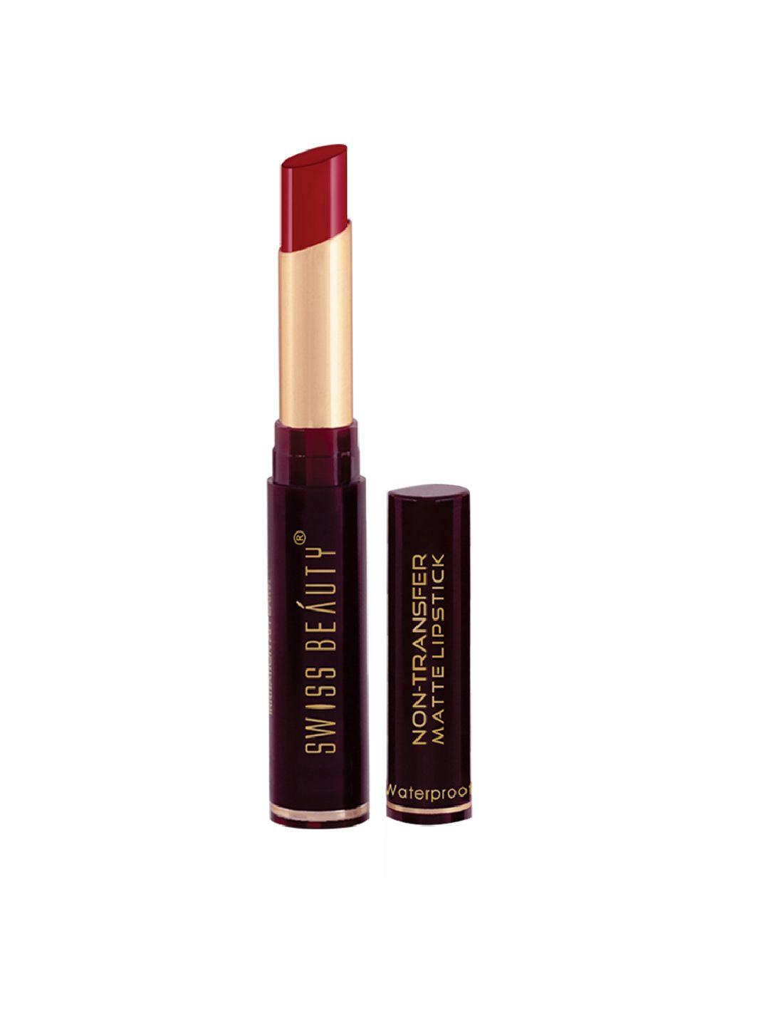 swiss beauty non-transfer matte lipstick - siren in scarlet 1