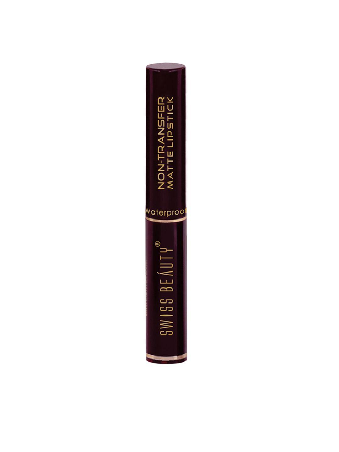 swiss beauty non-transfer matte lipstick 2 gm - dark brown 19