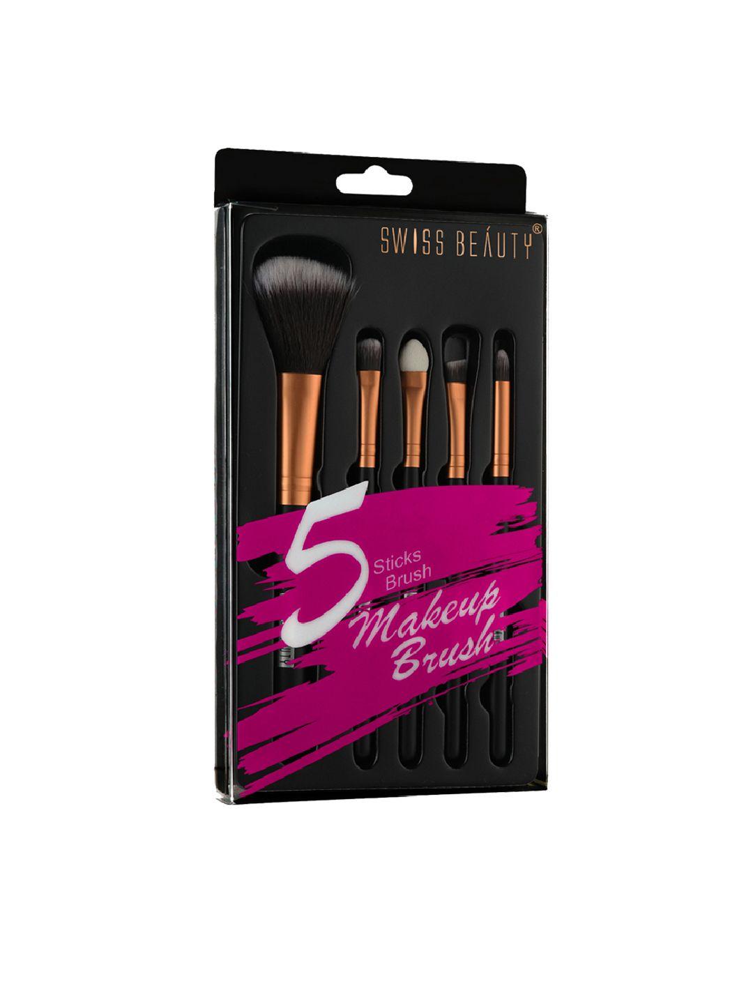 swiss beauty set of 5 makeup brushes - golden