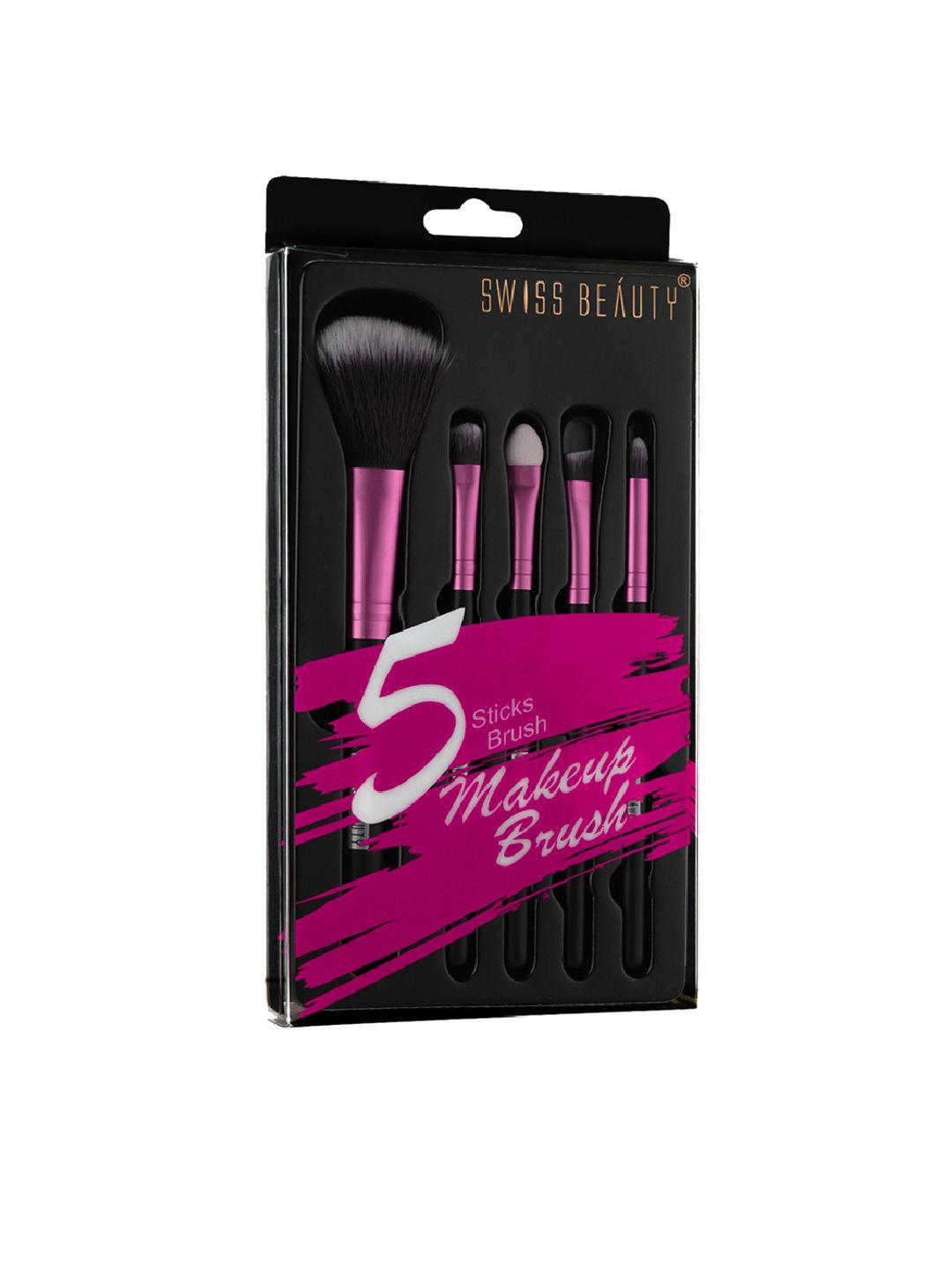 swiss beauty set of 5 pink makeup brushes
