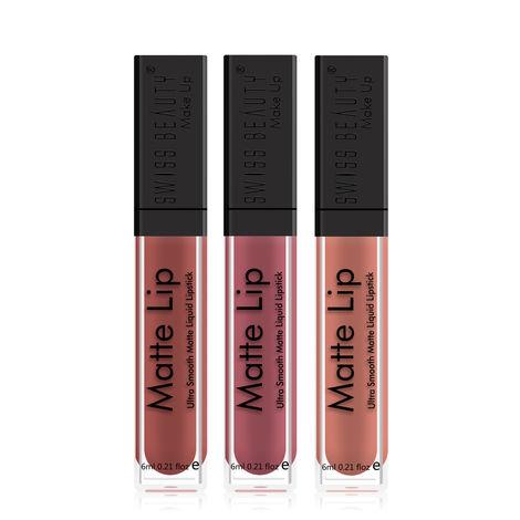 swiss beauty truly matte liquid lipstick - set of 3 - 18ml