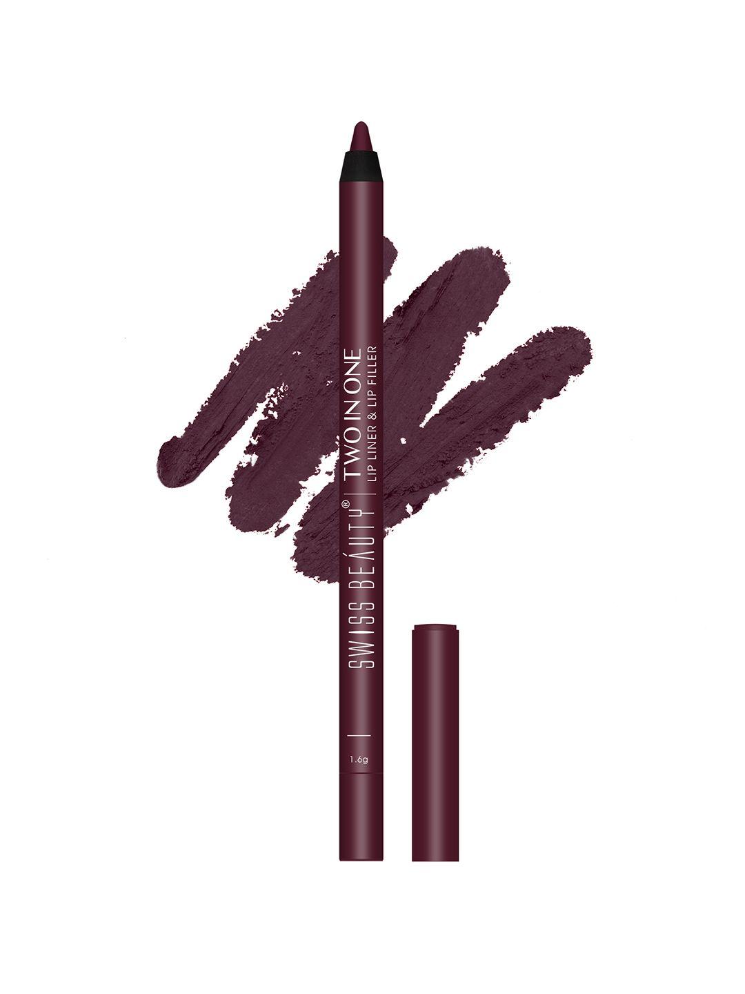 swiss beauty two in one smudge-proof waterproof lip liner & lip filler 1.6g - burgundy