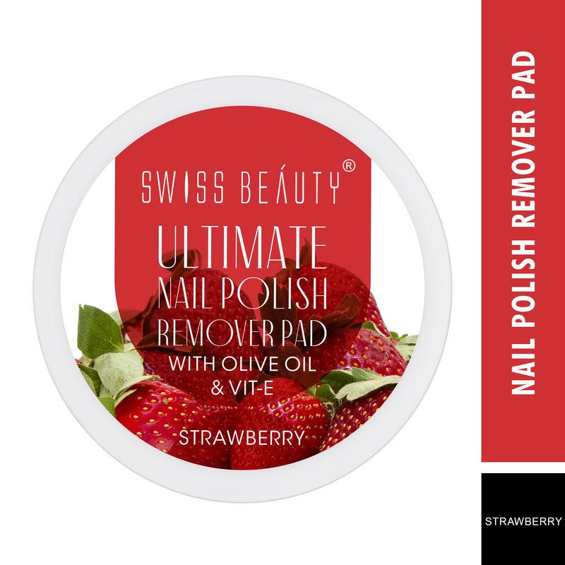 swiss beauty ultimate nail polish remover pad with oliv oil & vit-e - strawberry