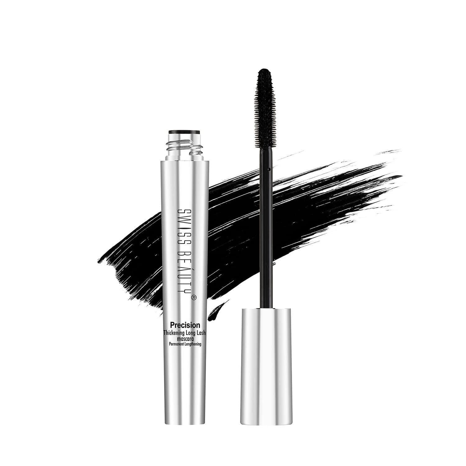 swiss beauty waterproof volume mascara | smudge proof curling mascara for eye makeup | jet black, 8.5ml |