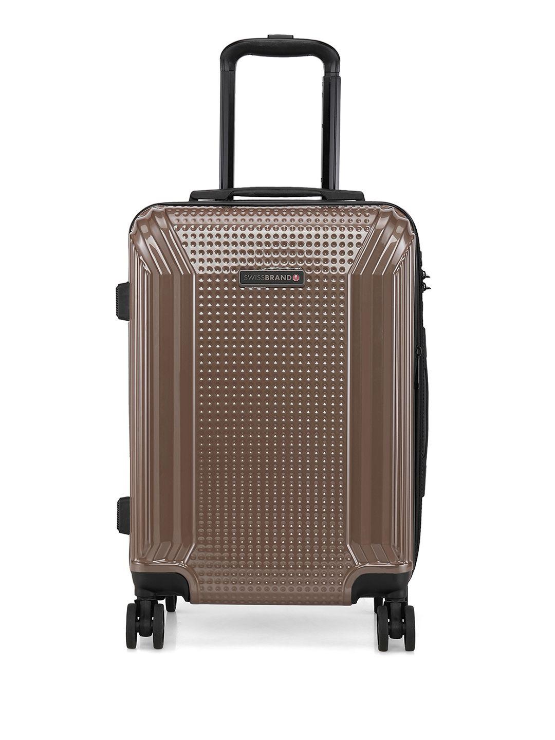 swiss brand coffee brown textured vernier 360-degree rotation hard-sided cabin trolley suitcase