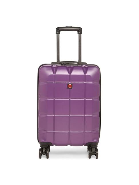swiss brand friburg purple 8 wheel small hard cabin trolley - 35 inch