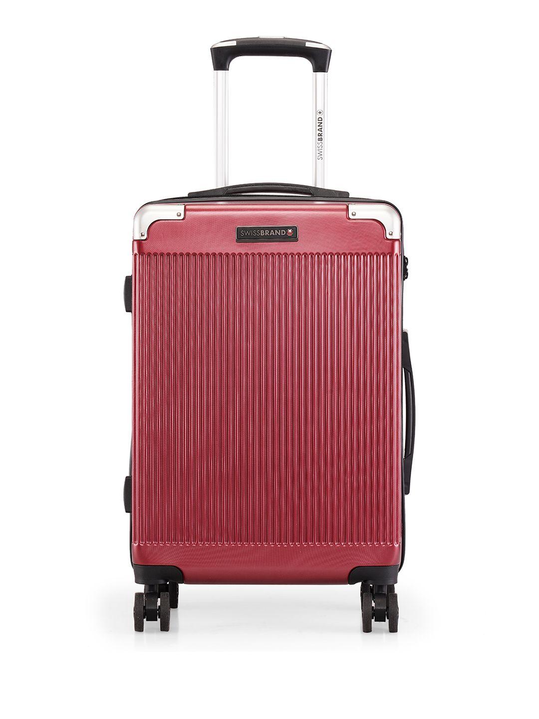 swiss brand maroon case cabin size trolley suitcase