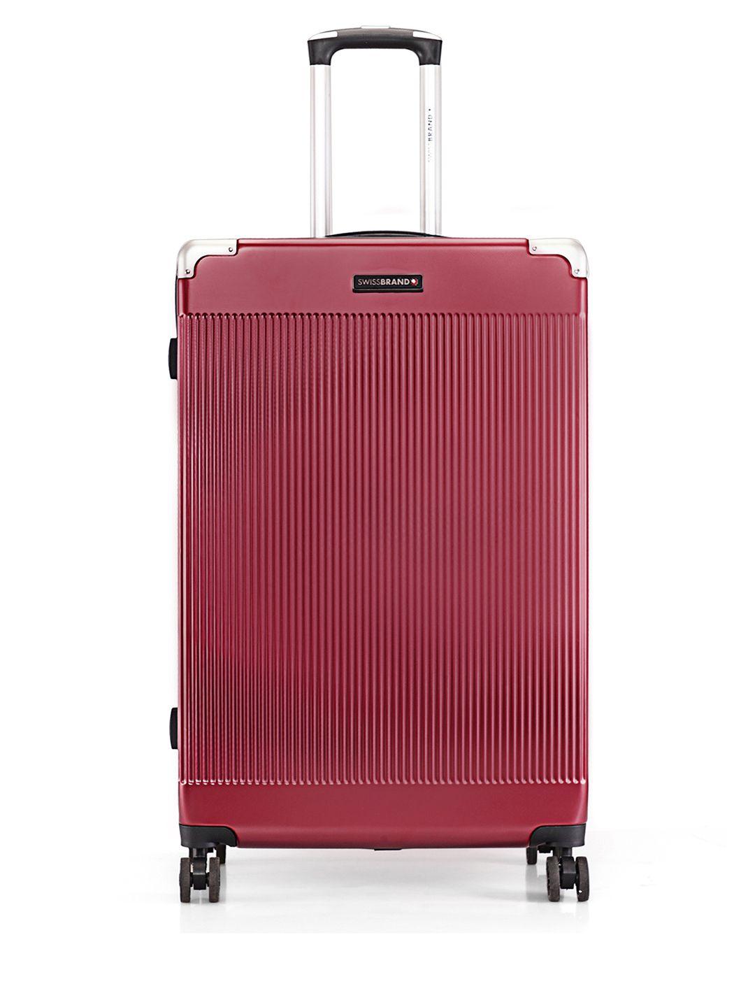 swiss brand maroon solid soft-sided large trolley bag