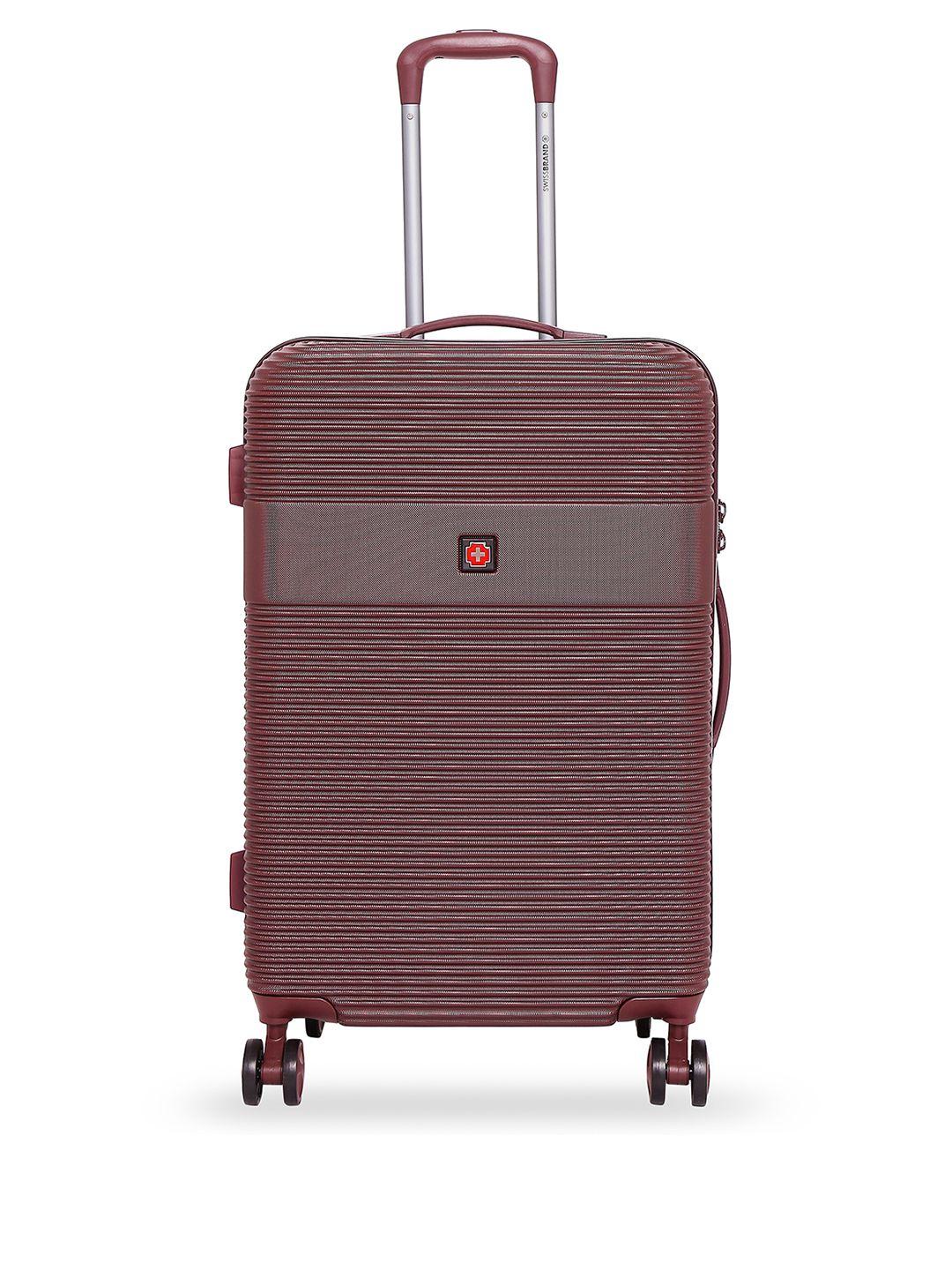 swiss brand maroon textured cairo hard-sided large trolley bag