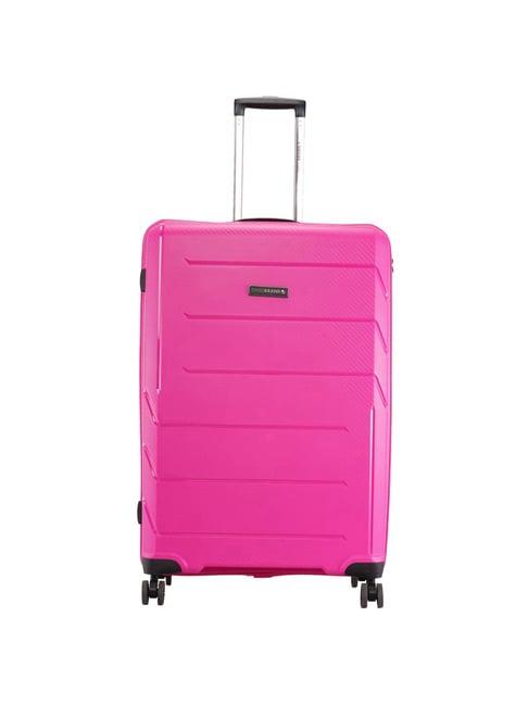 swiss brand matterhorn pink textured hard large trolley bag - 29 cm