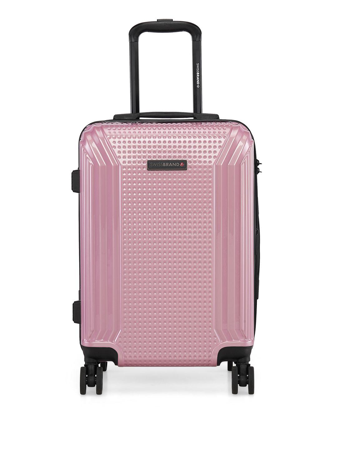 swiss brand rose gold-toned textured vernier 360-degree rotation hard-sided cabin trolley suitcase