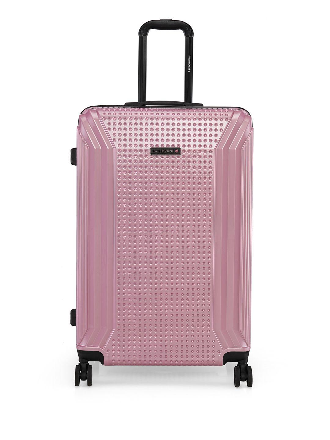 swiss brand rose gold-toned textured vernier hard-sided large trolley suitcase