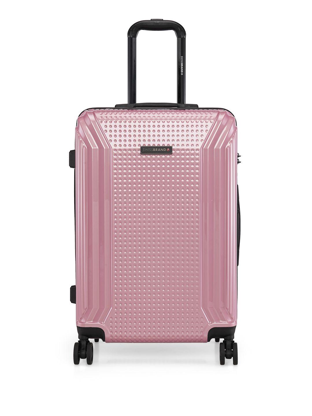 swiss brand rose gold-toned textured vernier hard-sided medium trolley suitcase