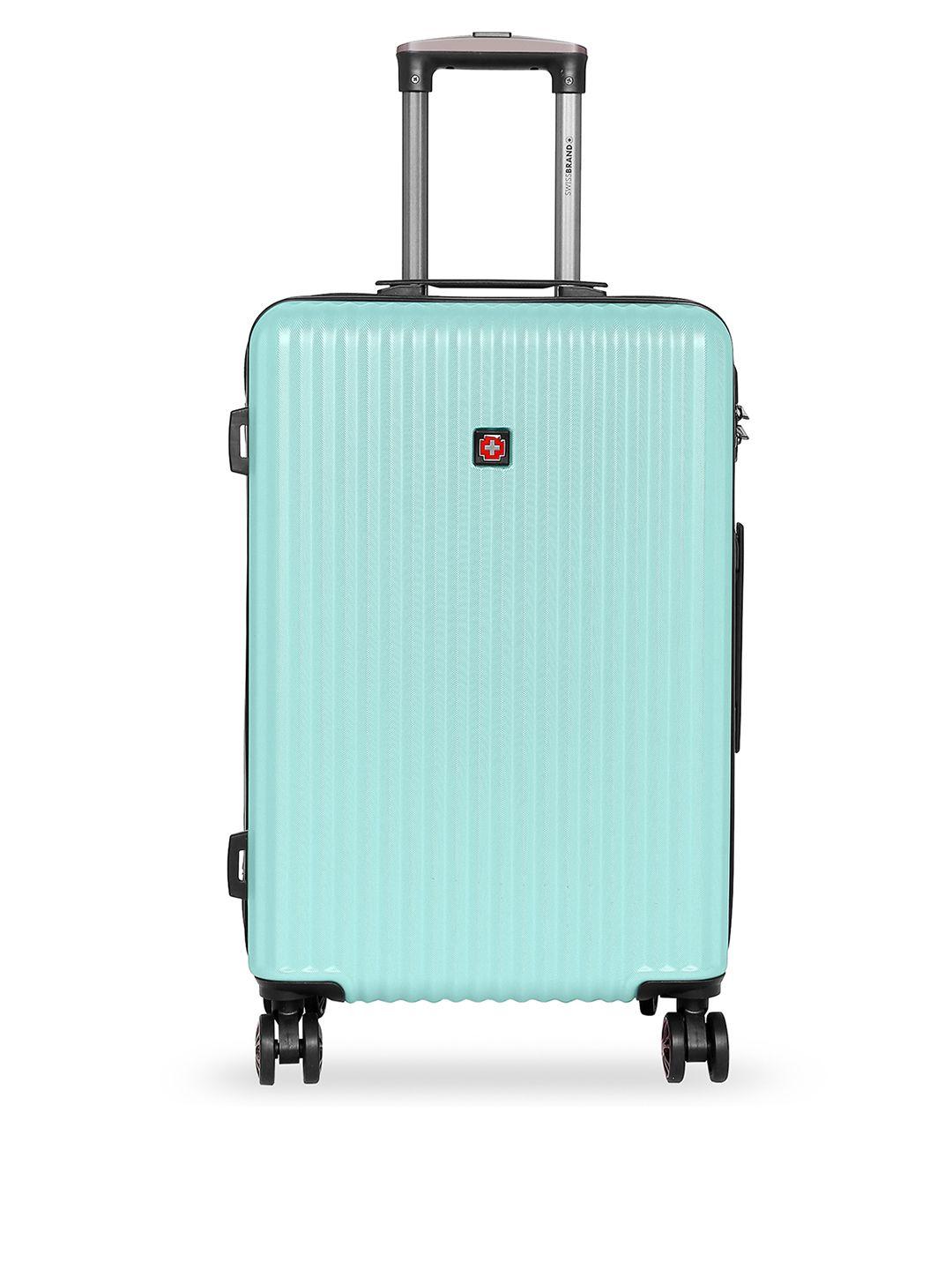 swiss brand turquoise blue riga range hard side medium trolley bag