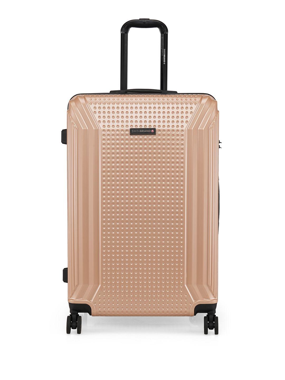 swiss brand unisex beige textured vernier 360-degree rotation hard-sided large trolley suitcase