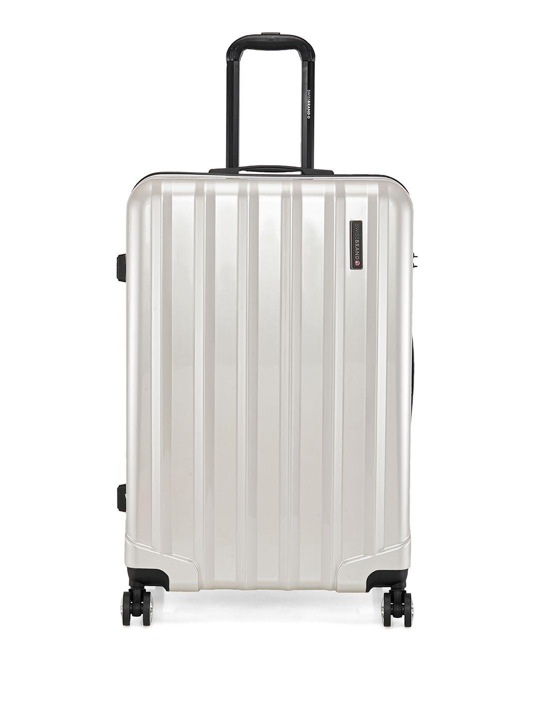 swiss brand unisex silver-toned solid baden 360-degree rotation hard-sided large trolley suitcase
