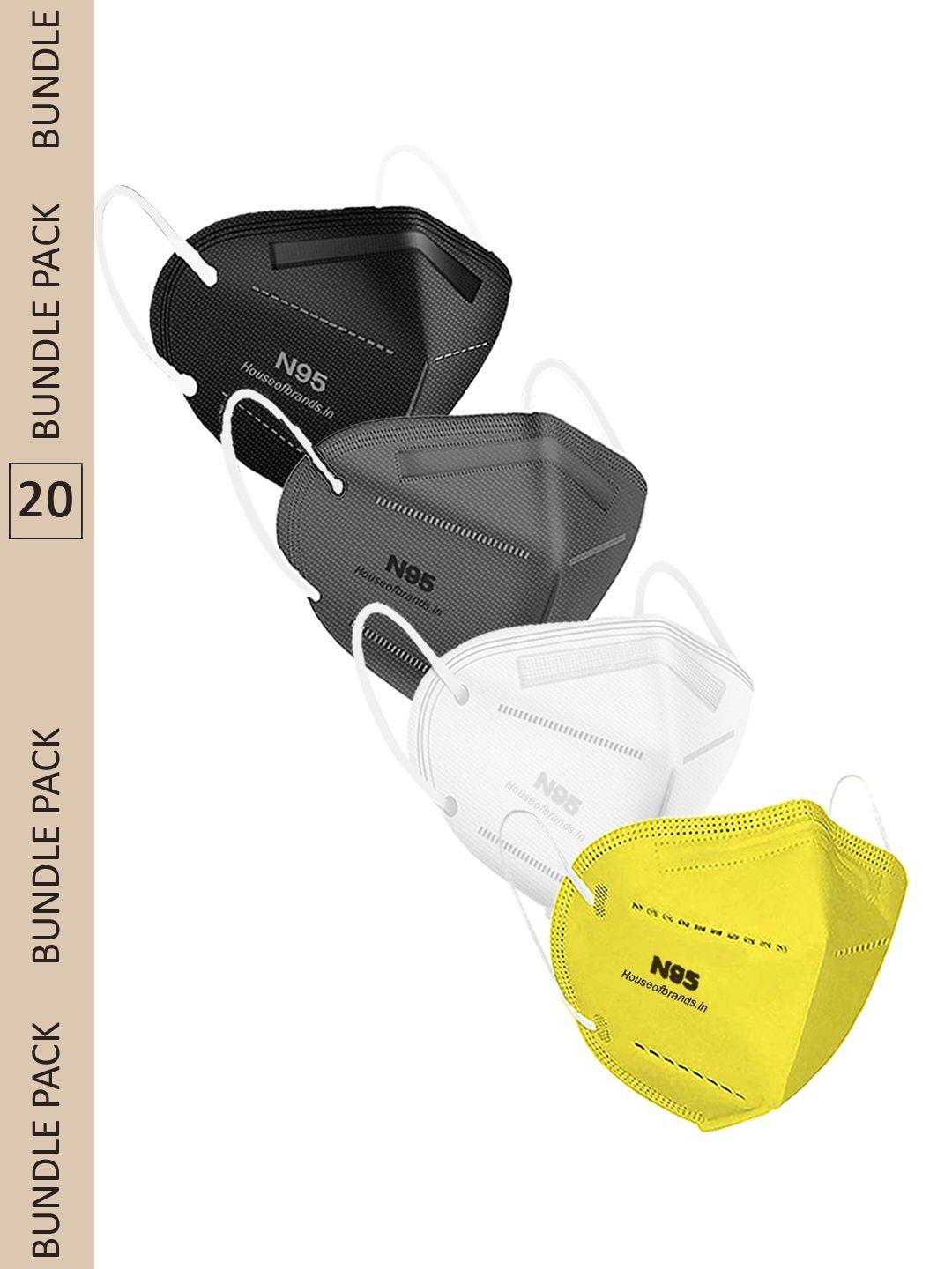 swiss design pack of 20 assorted anti-pollution n95 masks