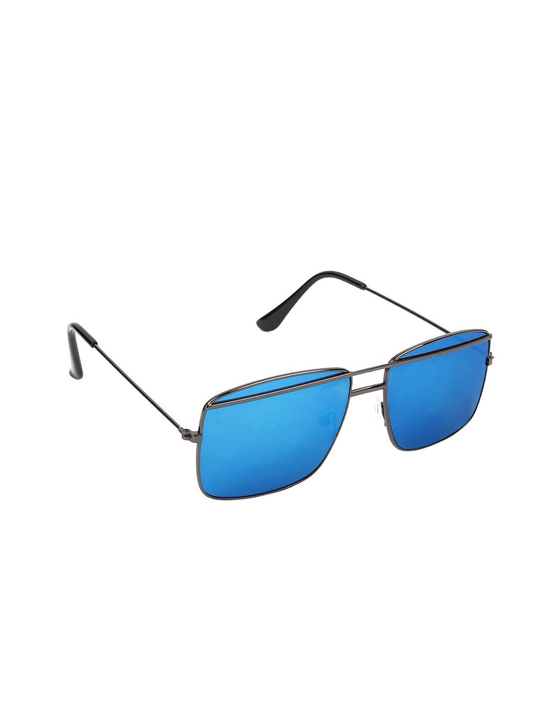 swiss design unisex blue lens & black square sunglasses with uv protected lens