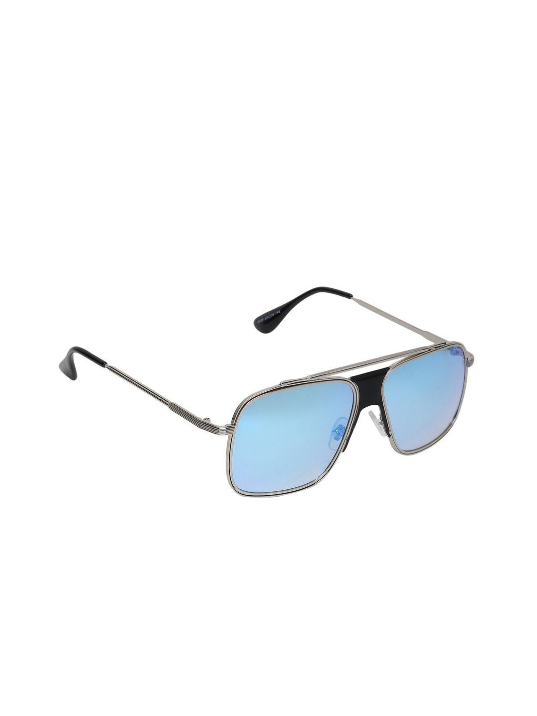 swiss design unisex blue lens & silver-toned aviator sunglasses with uv protected lens