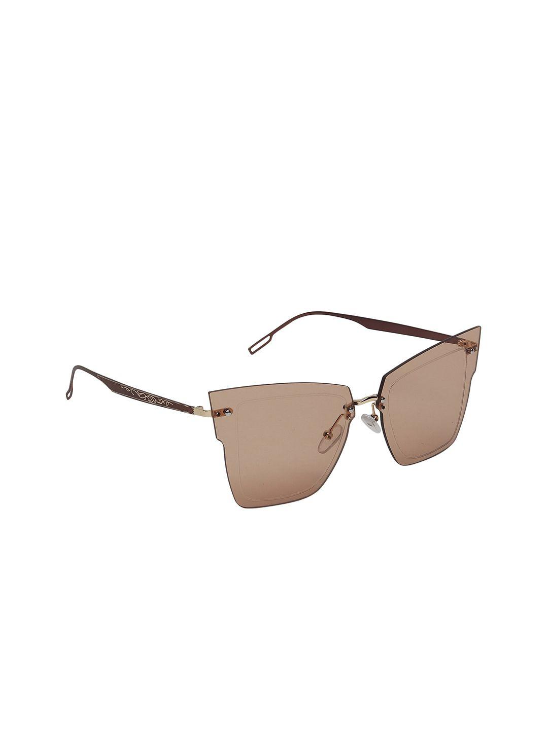 swiss design unisex brown lens & gold-toned butterfly sunglasses with uv protected lens