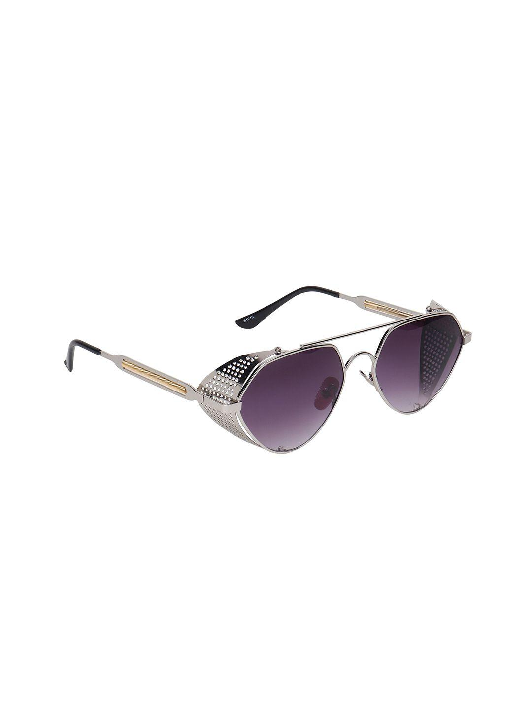 swiss design unisex grey lens & silver-toned oval sunglasses with uv protected lens