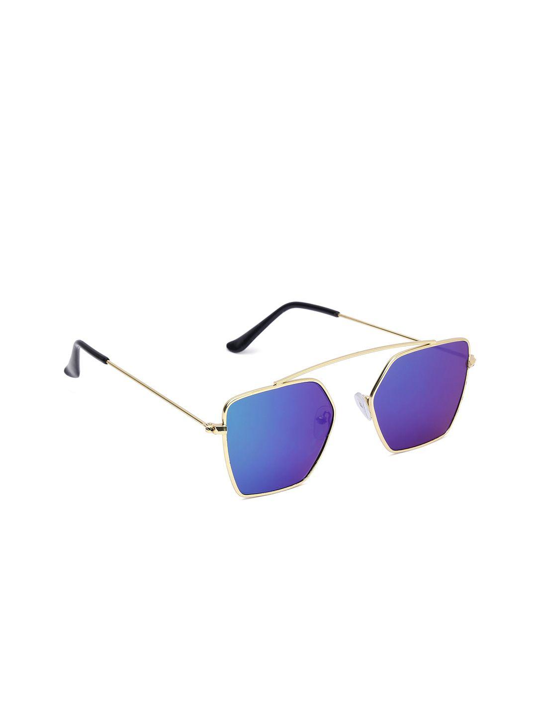 swiss design unisex mirrored lens & gold-toned square sunglasses sdsg21-2255705