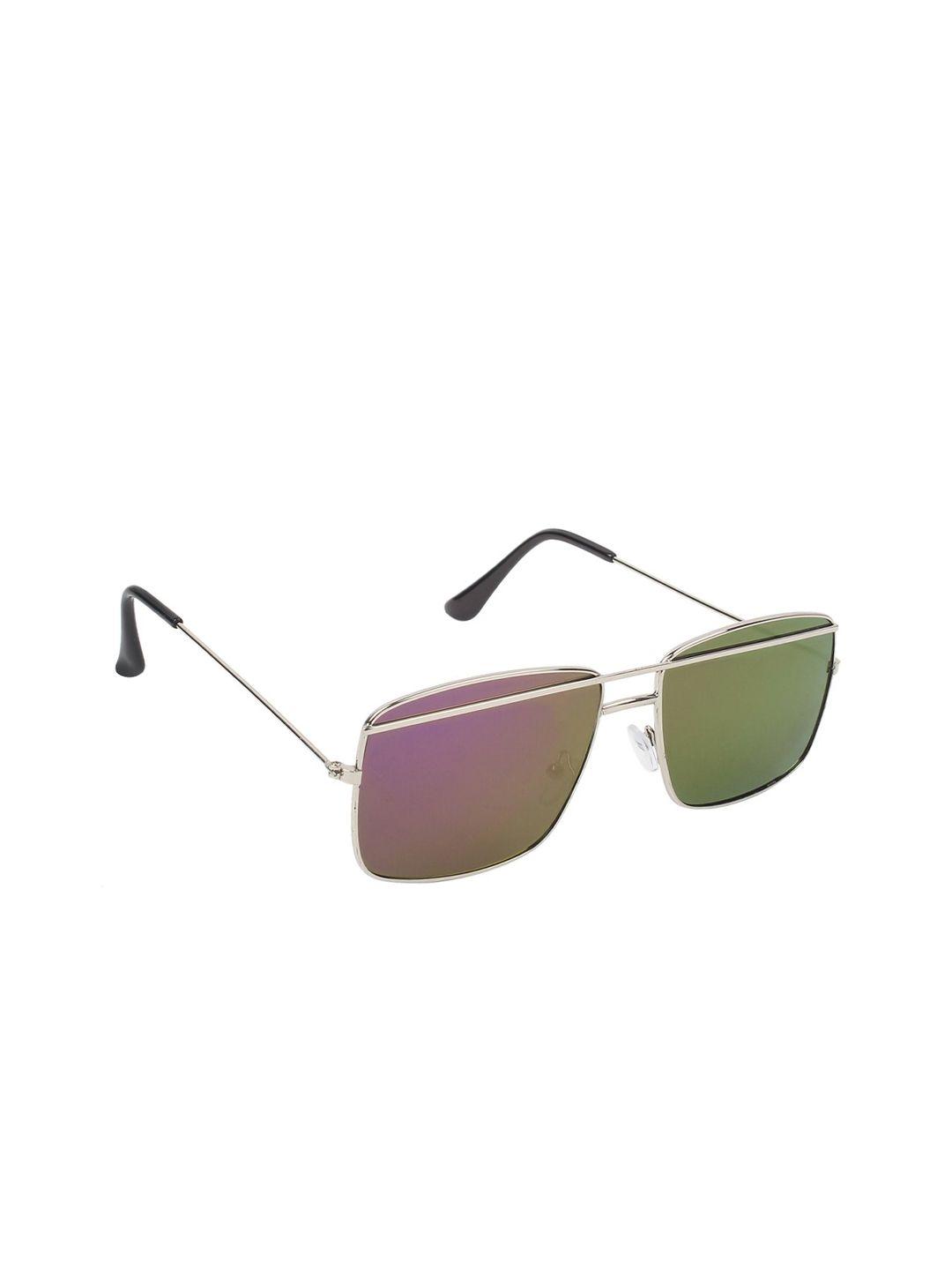 swiss design unisex purple lens & silver-toned square sunglasses with uv protected lens